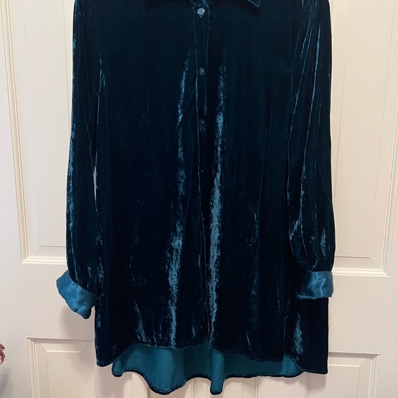 John Mark Midnight Blue Velvet Shirt - Picture 1 of 9
